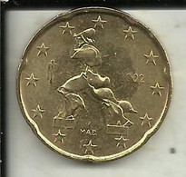 164 - ITALIA  20 CENT. 2002 CURIOSITA' - Variëteiten En Curiosa