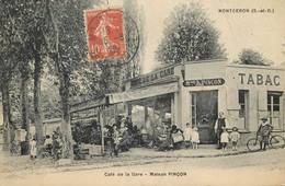 MONTGERON-café De La Gare-maison Pinçon (état,pli) - Montgeron
