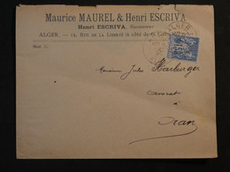 BM11  ALGERIE FRANCE   BELLE  LETTRE 1898 ALGER  A ORAN +SAGE 15C +AFFRANCH.INTERESSANT+++ - Otros & Sin Clasificación