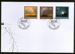Liechtenstein 2007 Natural Phenomena Rainbow Mountain Moon Sc 1397-99 FDC # 7562 - Cartas & Documentos