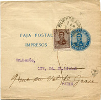 ARGENTINE ENTIER POSTAL  ( BANDE-JOURNAUX ) AVEC AFFRANCHISSEMENT COMPLEMENTAIRE DEPART BUENOS AIRES ? ? 1909 POUR LA... - Ganzsachen