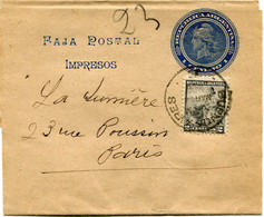 ARGENTINE ENTIER POSTAL  ( BANDE-JOURNAUX ) AVEC AFFRANCHISSEMENT COMPLEMENTAIRE DEPART BUENOS AIRES ? MAR 1906 POUR... - Entiers Postaux