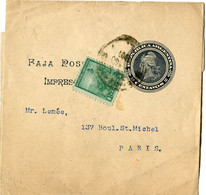 ARGENTINE ENTIER POSTAL  ( BANDE-JOURNAUX ) AVEC AFFRANCHISSEMENT COMPLEMENTAIRE DEPART BUENOS AIRES ? ? 1907 POUR... - Ganzsachen