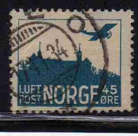 NORWAY NORGE NORVEGIA NORVEGE 1927 1934 AIR POST MAIL AIRMAIL AIRPLANE OVER AKERSHUS CASTLE 45o USED USATO OBLITERE' - Used Stamps