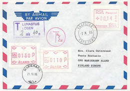 ALAND - 4 Enveloppes En Poste Restante, Taxes Payées Par étiquettes ATM - Départ Idem De RSA, Islande, Belgique, ... - Ålandinseln
