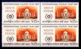 India 1967 TAJ MAHAL, INTERNATIONAL TOURIST YEAR BLOCK OF 4 Stamp MNH - Sonstige & Ohne Zuordnung