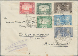 Aden: 1937, Crowning, Complete Set Of 3 Values Together With Three Sailboat Defi - Jemen