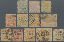 China: 1883/97, Small Dragon To Dowager Ovpt., Group Of 12 Used Inc. 10 C./12 Ca - 1912-1949 Republik