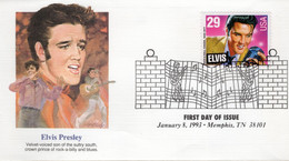 5 Belles Enveloppes 1er Jour Elvis Presley 1993 - 1991-2000