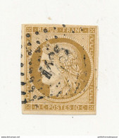 FRANCE 1850 Cérès 10 Cts Bistre Jaune YT N°1 Oblitéré PC Signé R Calves - Cote 300E - 1849-1850 Cérès