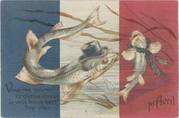 Cpa Fantaisie 1er Avril, Poissons Humanisés ( Gaufrée ) - 1er Avril - Poisson D'avril