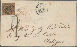 Italian States - Papal State: 1863, 3 Baj. Black On Brown Paper, With All Eight - Papal States