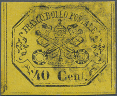 Italian States - Papal State: 1867, 40 C. Black On Yellow With Variety "no Perio - Papal States