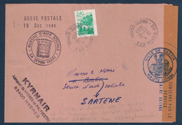 GRIFFE GREVE POSTALE DECEMBRE 1995 CACHET VILLE DE BASTIA CORSE + BUREAU D'AIDE SOCIALE LA SEYNE KYRNAIR AEROPORT HYERES - Documents