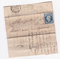 Lettre De 1857 De Tarascon Pour Montpellier - 1853-1860 Napoléon III