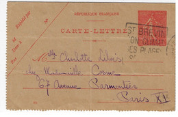 St BREVIN Entier Carte Lettre 50c Semeuse Lignée Yv 199-Cl1 Mill 909 - Kaartbrieven