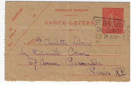 St BREVIN Entier Carte Lettre 50c Semeuse Lignée Yv 199-Cl1 Mill 909 - Letter Cards