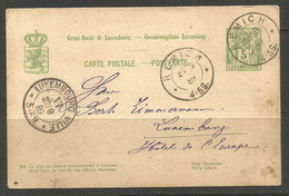 LUXEMBURG. 1889. CARD. REMICH POSTMARK & LUXEMBOURG VILLE ARRIVAL. - 1882 Alegorias