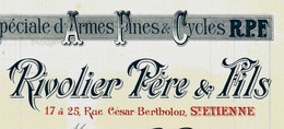 1922 ENTETE MANUFACTURE SPECIALE ARMES FINES & Cycles Rivolier St Etienne Loire Pour Bompard Semur En Auxois Cote D’Or B - 1900 – 1949