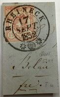 1852 ZNr 20, LUXUS STEMPEL RHEINECK 15 Rp Rayon III Seltener Gruppenabstand, Attest V.der Weid (Schweiz SG St Gallen - 1843-1852 Correos Federales Y Cantonales