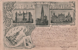 CPA Anvers  - Souvenir D'anvers - Carte Incunable - Carte Voyagée En 1894 - Carte Multivues - Antwerpen
