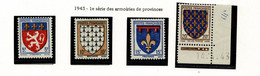 1943 Armoiries YT 572/575 Neufs ** - 1941-66 Escudos Y Blasones