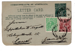 1919 , Stationary Letter Card 1 P. Added 1/2 And 11/2  P, To Germany, Commercial - Lettres & Documents