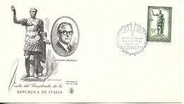 ARGENTINA 1961 VISIT OF PRESIDENT OF ITALY GIOVANNI GRONCHI FIRST DAY COVER STATUE DIPLOMACY - Storia Postale