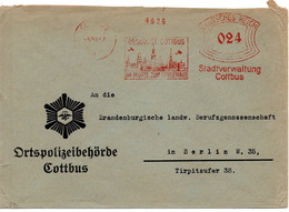 56593 - Deutsches Reich - 1937 - 24Pfg AbsFreistpl COTTBUS - BESUCHET COTTBUS ... -> Berlin, Abs; Ortspolizeibehoerde - Polizei - Gendarmerie