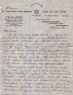 Judaica Jewish Letter South African Zionist Federation Johannesburg 1941 South Africa - הפדרציה הציונית דנגב אפריקא - Judaisme