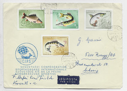 HUNGARY HONGRIE MAGYAR FISH POISSON LETTRE COVER REC KONGRESS PECHE SPORTIVE MISKOLO 1967 AVION SUISSE - Briefe U. Dokumente