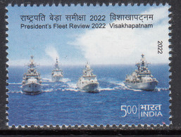 India MNH 2022, President's Reveiw Of The Fleet, Navy, Ship, Maritime - Unused Stamps