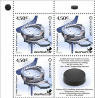 Finland 2022 Significant Events World Ice Hockey Championship Nokia Arena Tampere BeePost FI Block Of 3 Stamps And Label - Ungebraucht