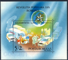 1990 Red Cross,Ambulance,Injured People,French Aid,Solidarity,Romanian Revolution,Romania,Bl.263,MNH - Secourisme