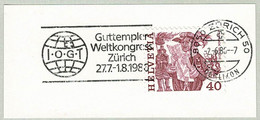Schweiz / Helvetia 1986, Flaggenstempel Guttempler Weltkongress Zürich, Abstinenz, Alkohol, Drogen, Good Templars - Drugs