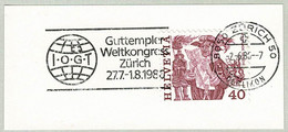 Schweiz / Helvetia 1986, Flaggenstempel Guttempler Weltkongress Zürich, Abstinenz, Alkohol, Drogen, Good Templars - Droga