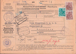Dresden Auslandspaketkarte Nach Belgien über Leipzig N18, 11.8.58 , Zollverwaltungsstempel, Zollgebühr 1,65 - Covers & Documents