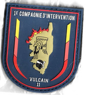 Ecusson PVC SECURITE CIVILE 1ERE CIE INTERVENTION VULCAIN II CORTE CORSE - Firemen