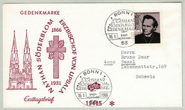 Deutsche Bundespost 1966, Brief Ersttag Nathan Söderblom Bonn - Basel, Lutherisch, Friedensnobelpreis, Oekumene - Theologen