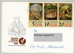 DDR 1989, Brief Bärenstein - Allschwil, Thomas Müntzer, Reformator - Théologiens