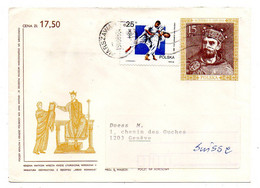 POLOGNE -1988--Entier + Timbre Judo  De WARSAWA Pour GENEVE (Suisse)..timbre...à Saisir - Covers & Documents