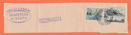 SAN MARINO 1955 - St.Post.019 - Fram. Raccomandata 4°por. "PAESAGGI" - Vedi Descrizione - - Lettres & Documents