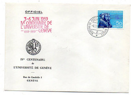 SUISSE -1959--GENEVE--IV° Centenaire Université .timbre..cachet "bureau De Poste Automobile"..à Saisir - Storia Postale