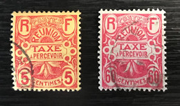 Lot De 2 Timbres Taxes Oblitérés Réunion 1907 - Timbres-taxe