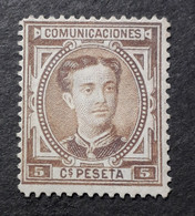 1876, Alphonse XII, 5c, Yv 163, NSG - Unused Stamps