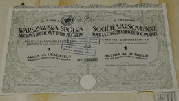 Société Varsovienne Pour La Construction De Locomotives - Action Au Porteur De 25 Zlotys Valeur Nominale - Varsovie 1936 - Ferrocarril & Tranvías