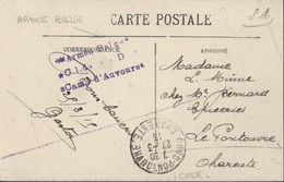 Guerre 14 FM Franchise Militaire CAD Gond Pontouvre Charente 27 3 17 Cachet Armée Belge CI De ? Camp D'Auvours - Guerre De 1914-18