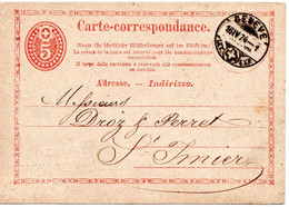 63568 - Schweiz - 1874 - 5Rp GAKte GENEVE -> St Imier - Storia Postale