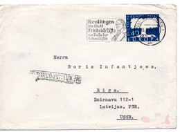 63576 - Bund - 1959 - 40Pfg CEPT '57 EF A Bf REUTLINGEN - ... FRIEDRICH LIST ... -> RIGA (UdSSR) - Storia Postale