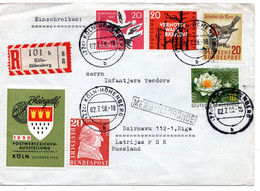 63581 - Bund - 1958 - 20Pfg Waldbrandverhuetung MiF A R-Bf KOELN -> RIGA (UdSSR) - Lettres & Documents